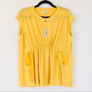 Max Studio Crinkle Knit Yellow Top